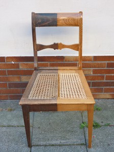 Stuhl vor und nach der Restaurierung